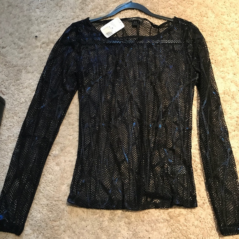 NWT Fishnet sheer shirt